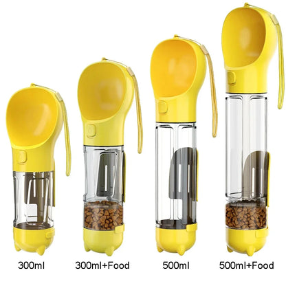 Bouteille d’eau portable pour chien et chat avec distributeur de nourriture et sacs
