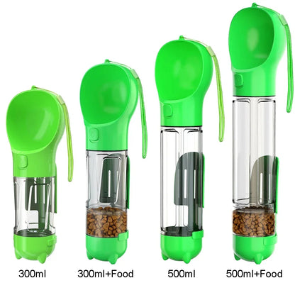Bouteille d’eau portable pour chien et chat avec distributeur de nourriture et sacs